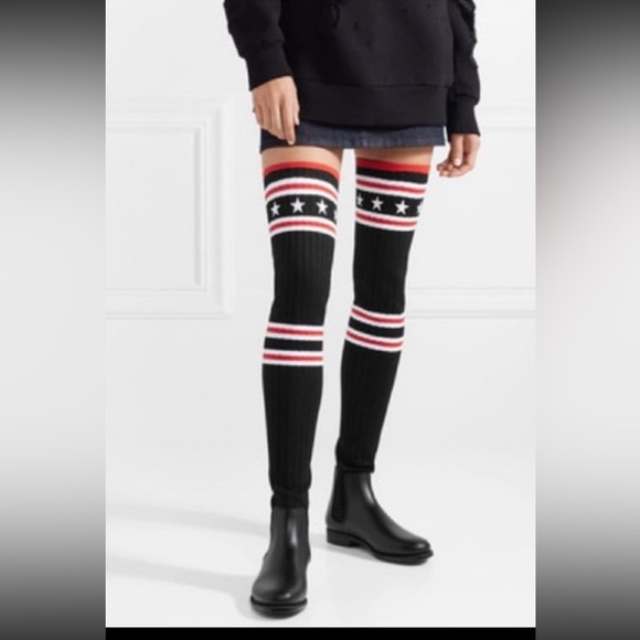 Givenchy Knit Fabric and Rubber Storm Rain Boots Womens - Picture 3 of 11